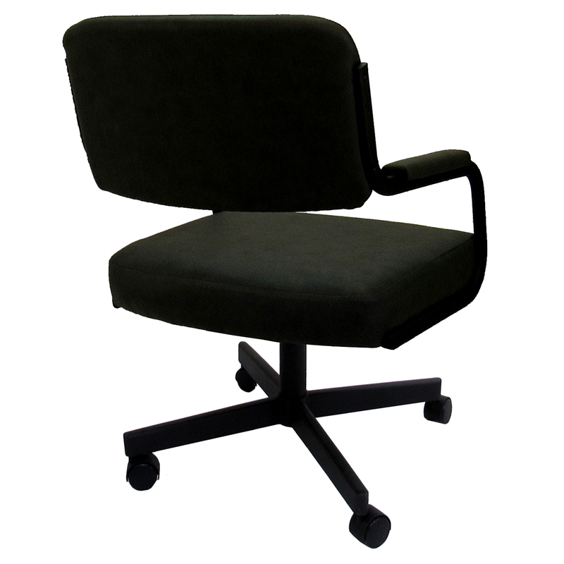 Pemberly Row Swivel Tilt Kitchen Caster Chair with Wheels - Black Vinyl - Black