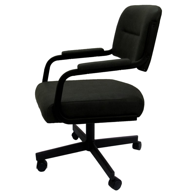 Pemberly Row Swivel Tilt Kitchen Caster Chair with Wheels - Black Vinyl - Black