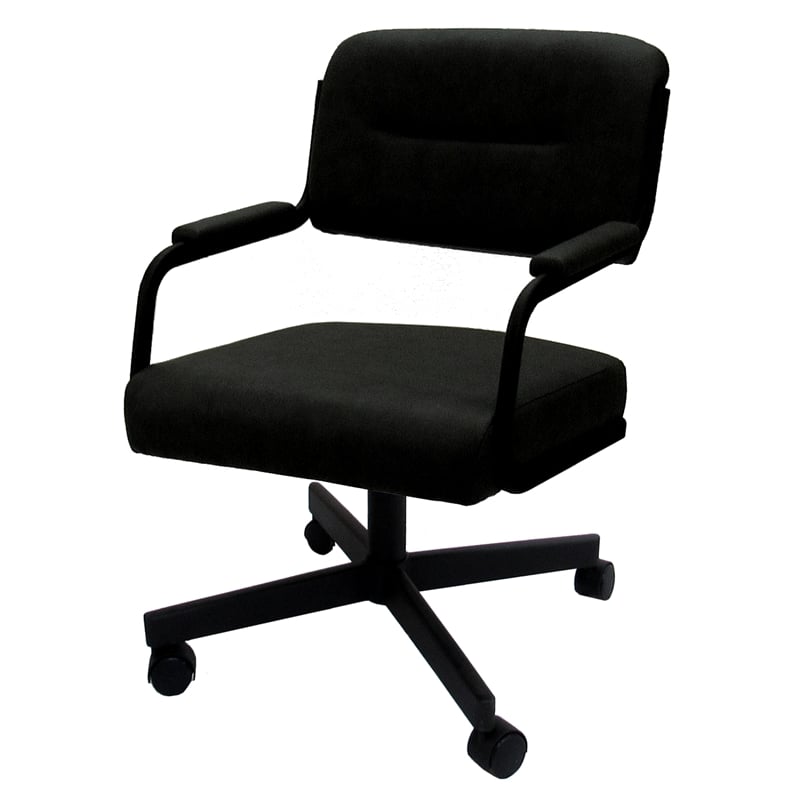 Pemberly Row Swivel Tilt Kitchen Caster Chair with Wheels - Black Vinyl - Black