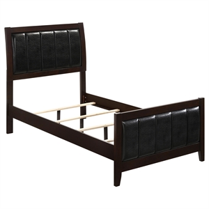 Pemberly Row Upholstered Faux Leather Twin Panel Bed in Black