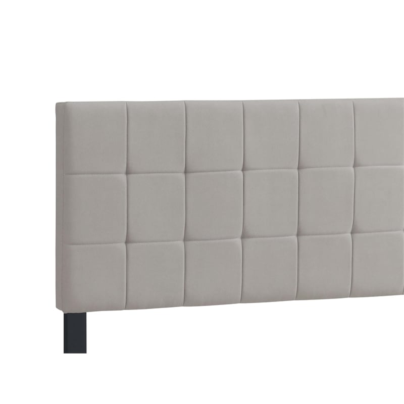 Pemberly Row Modern Upholstered Fabric Queen Panel Bed in Beige