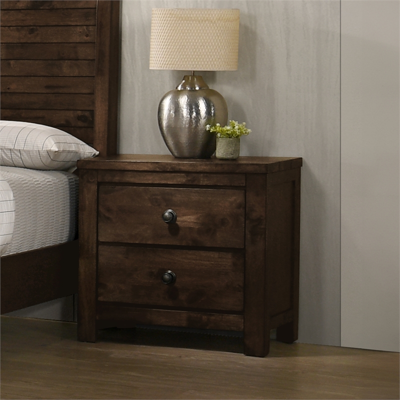 Pemberly Row Modern Solid Wood Bedroom Nightstand in Rustic Gray