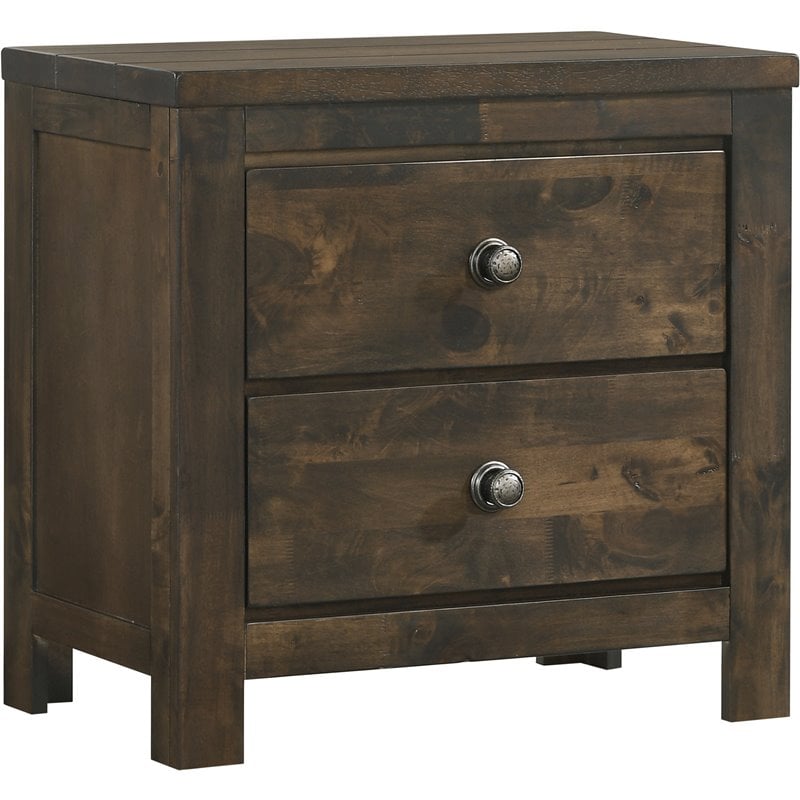 Pemberly Row Modern Solid Wood Bedroom Nightstand in Rustic Gray