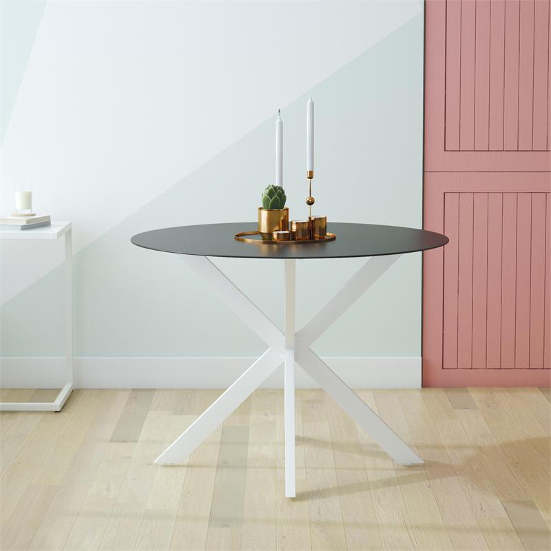 Pemberly Row Modern / Contemporary Dining Table in Black and White