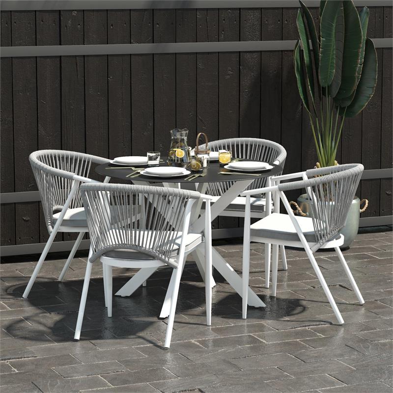 Pemberly Row Modern / Contemporary Dining Table in Black and White