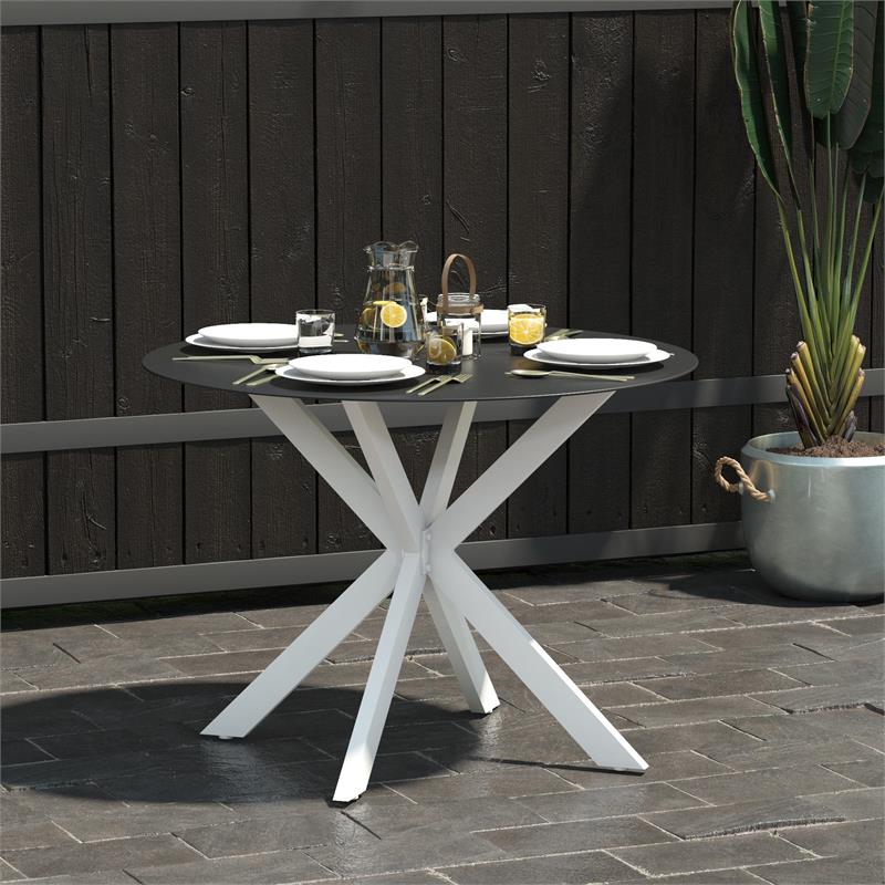 Pemberly Row Modern / Contemporary Dining Table in Black and White