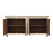Pemberly Row 4-Door Sideboard in Distressed White Finish on Mango Solid Wood