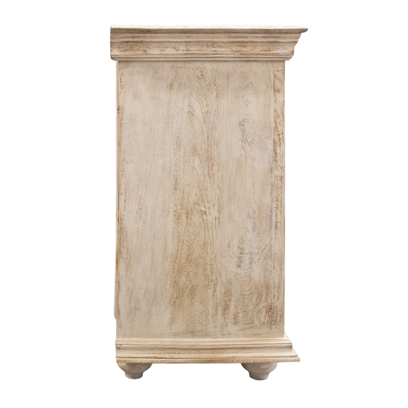 Pemberly Row 4-Door Sideboard in Distressed White Finish on Mango Solid Wood