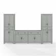 Pemberly Row 3PC Entertainment Center/Sideboard with Pantries in Gray