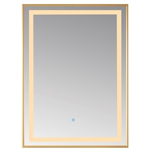 Pemberly Row 24&quot Gold Aluminum Framed LED Wall Mount Bathroom Vanity Mirror