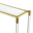 Pemberly Row Two-Tier Acrylic Glass Console Table in Clear Glass with Gold Frame