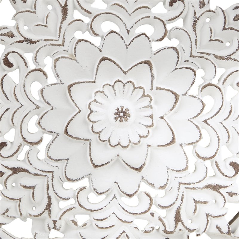 Pemberly Row 3-Piece Modern FirWood Medallion Trio Wall Decor Set in White