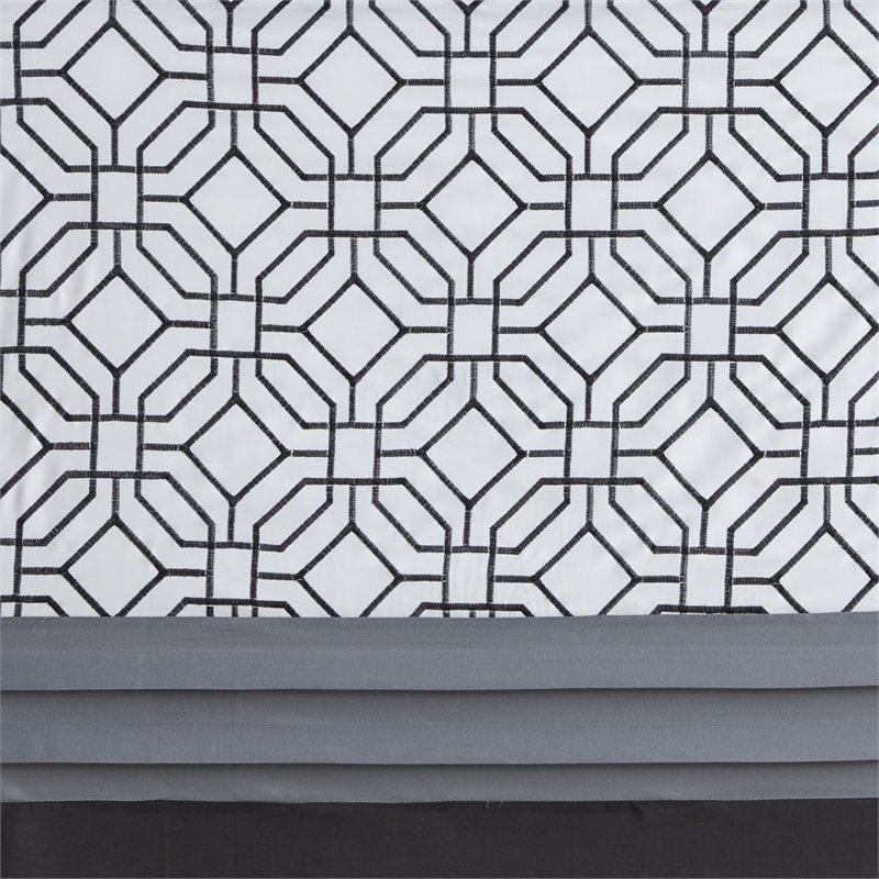 Pemberly Row Polyester Microfiber Embroidery Shower Curtain in Black/Gray