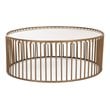 Pemberly Row Round Metal and Faux Marble Coffee Table in White/Gold