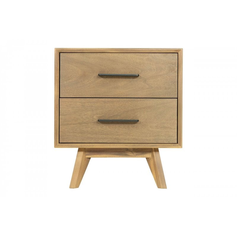 Pemberly Row Contemporary Acacia Veneer Wood Nightstand in Natural Walnut