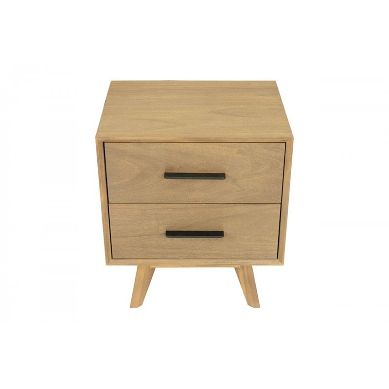 Pemberly Row Contemporary Acacia Veneer Wood Nightstand in Natural Walnut