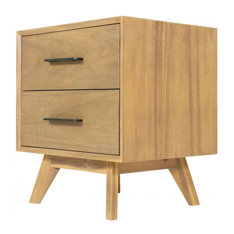 Pemberly Row Contemporary Acacia Veneer Wood Nightstand in Natural Walnut