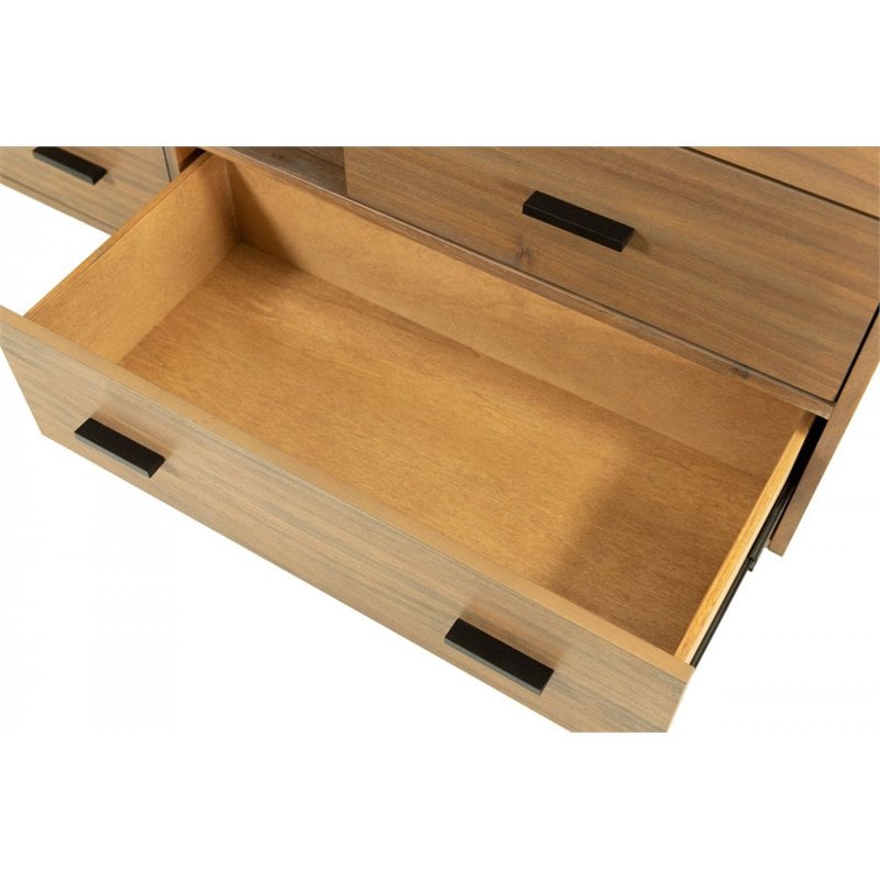 Pemberly Row Wood Bedroom Dresser in Light Walnut/Matte Black