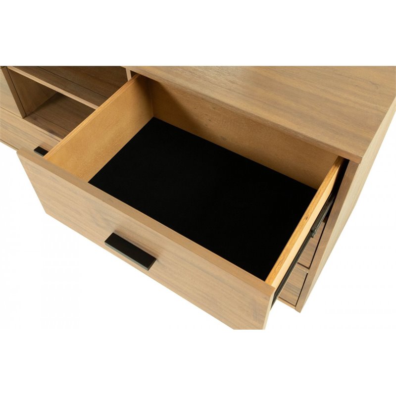 Pemberly Row Wood Bedroom Dresser in Light Walnut/Matte Black