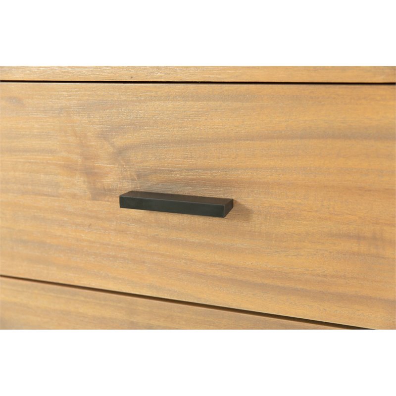 Pemberly Row Wood Bedroom Dresser in Light Walnut/Matte Black