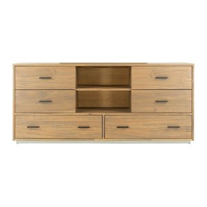Pemberly Row Wood Bedroom Dresser in Light Walnut/Matte Black