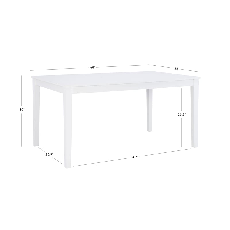 Pemberly Row Wood Rectangle Dining Table with Glossy Lacquer Coating in White