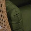 Pemberly Row Light Brown Wicker Patio Double Swing Chair in Dark Green