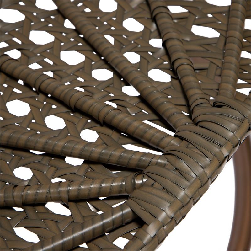 Pemberly Row Beige Wicker Patio Egg Swing Chair with Stand in Beige