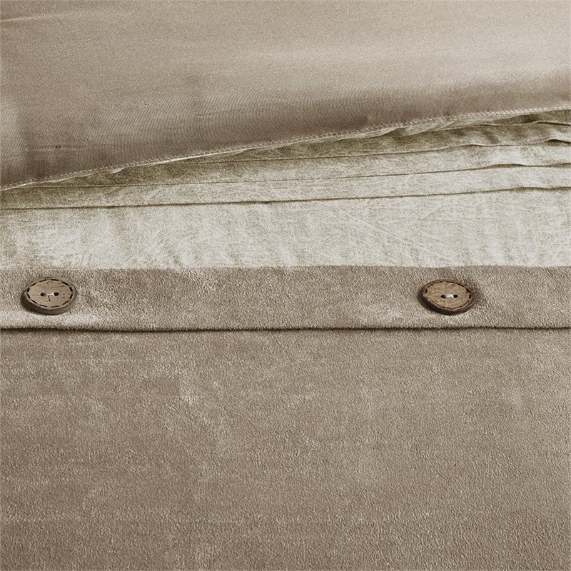 Pemberly Row 7-Piece Polyester Microsuede Printed Comforter Set in Tan