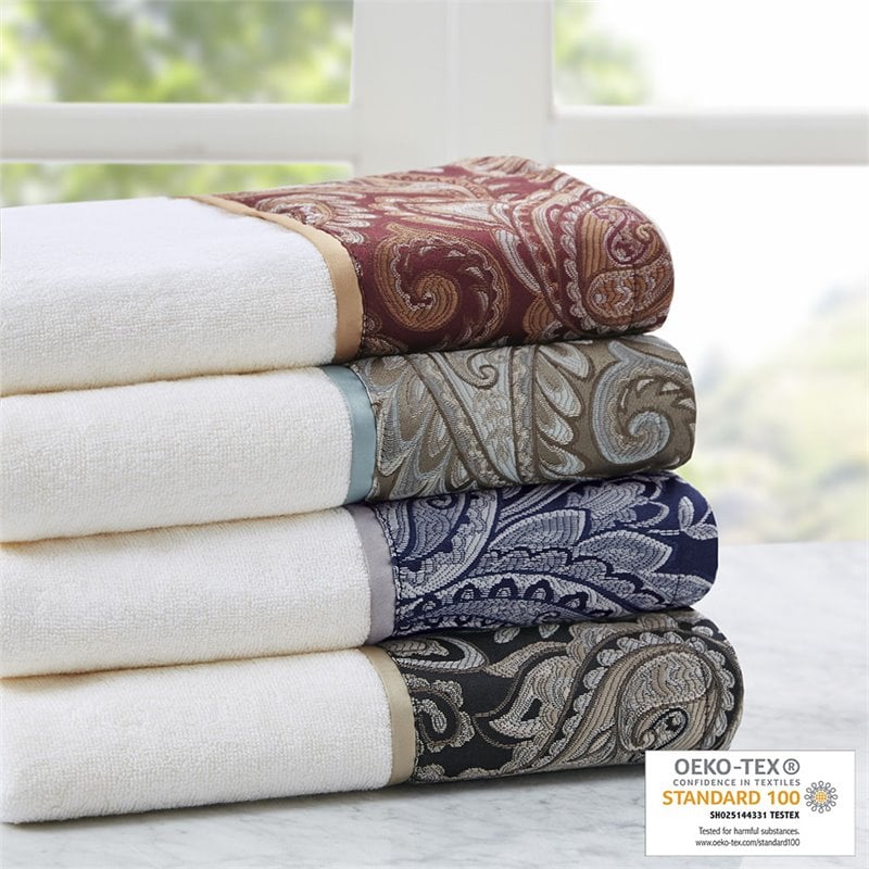 Pemberly Row Modern 6-Piece Cotton Jacquard Towel Set in Navy