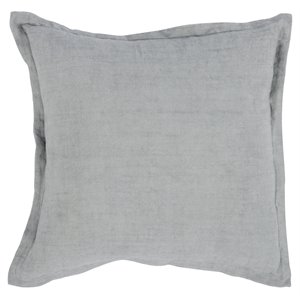 Pemberly Row 22x22&quot Square Transitional Linen Fabric Throw Pillow in Gray