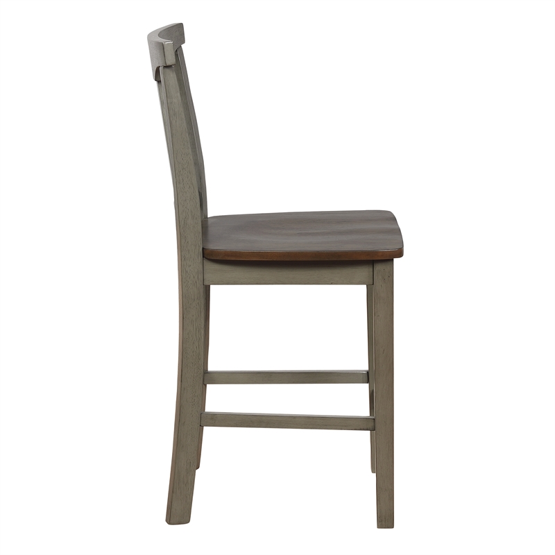 Pemberly Row 5pc Set- Table Chairs in Slate Gray with Wood Stain Finish