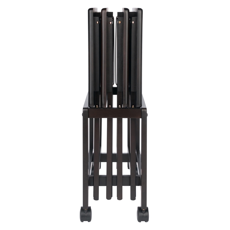 Pemberly Row 5-Piece Transitional Solid Wood Snack Table Set Coffee Finish