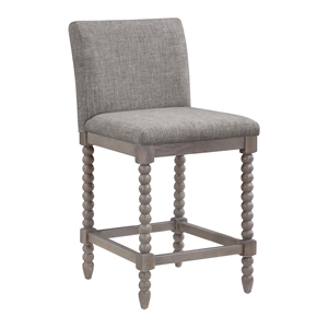 Pemberly Row Spindle Counter Stool w/ Brushed Gray Frame and Dove Gray Fabric
