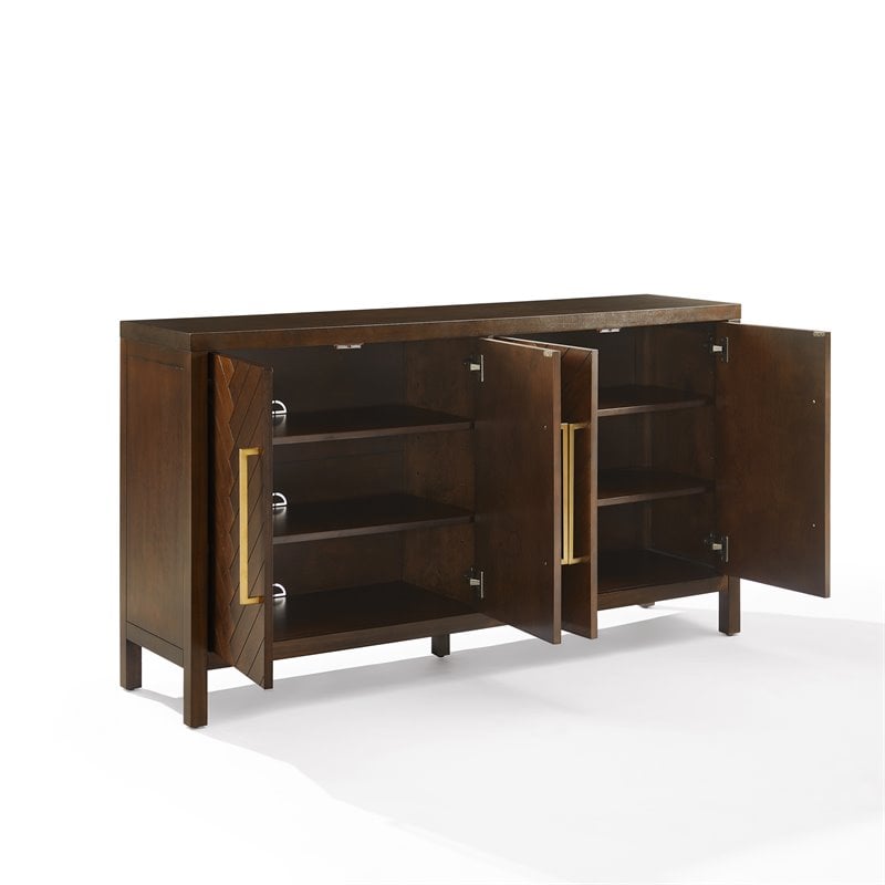 Pemberly Row 4-Door Contemporary Wood Sideboard in Dark Brown