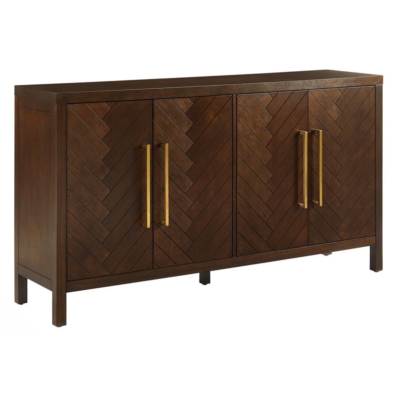 Pemberly Row 4-Door Contemporary Wood Sideboard in Dark Brown