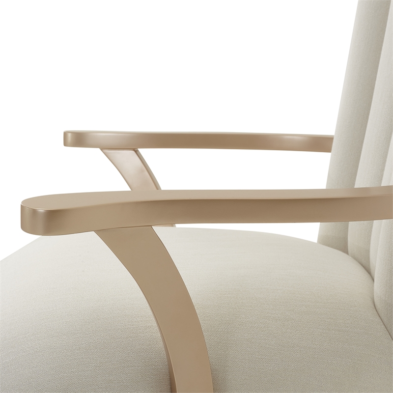 Pemberly Row Dining Arm Chair in Champagne Ivory Jacquard Set of 2