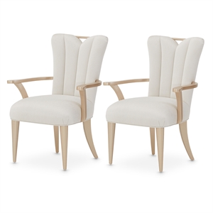 Pemberly Row Dining Arm Chair in Champagne Ivory Jacquard Set of 2