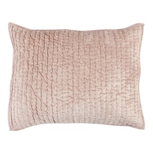 Pemberly Row 20x26&quot Velvet and Solid Cotton Standard Sham in Bliss Pink
