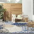 Pemberly Row Modern 12' x 15' Blue Multicolor Fabric Tropical Rug