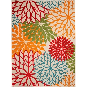 Pemberly Row 9'6&quot x 13' Green Tropical Indoor/Outdoor Fabric Rug