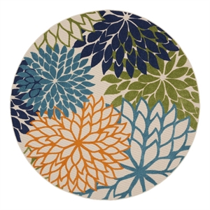 Pemberly Row 94&quot Round Fabric Indoor/Outdoor Rug in Multi-Color Finish