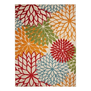 Pemberly Row 7' x 10' Fabric Indoor/Outdoor Rug in Green/Multi-Color