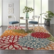 Pemberly Row 7' x 10' Fabric Indoor/Outdoor Rug in Green/Multi-Color