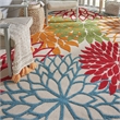 Pemberly Row 7' x 10' Fabric Indoor/Outdoor Rug in Green/Multi-Color