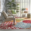Pemberly Row 7' x 10' Fabric Indoor/Outdoor Rug in Green/Multi-Color