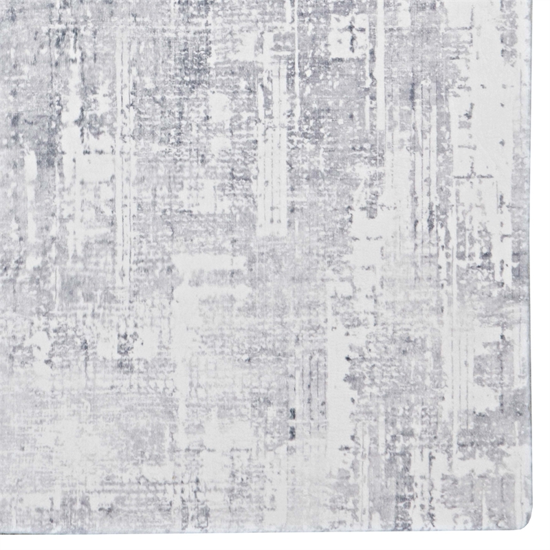 Pemberly Row Printed Faux Rabbit Domo Polyester 8'x10' Area Rug in Ivory