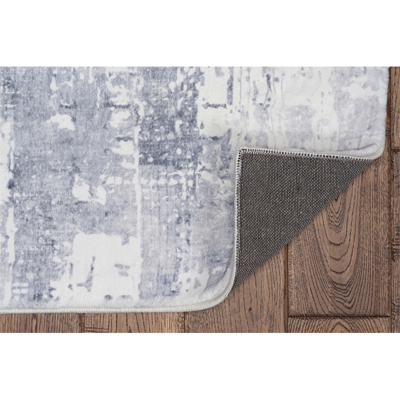 Pemberly Row Printed Faux Rabbit Domo Polyester 8'x10' Area Rug in Ivory