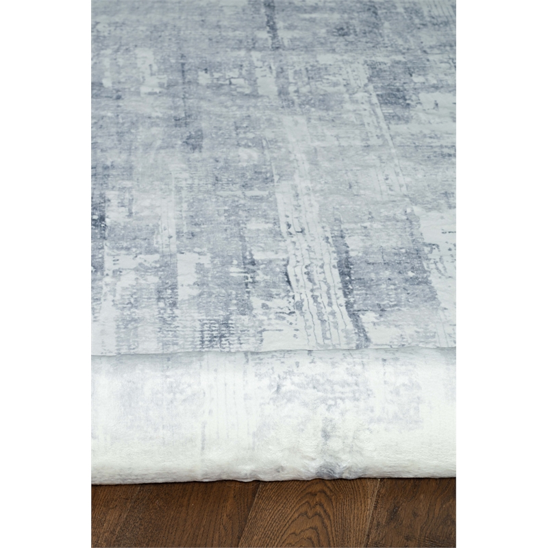 Pemberly Row Printed Faux Rabbit Domo Polyester 8'x10' Area Rug in Ivory