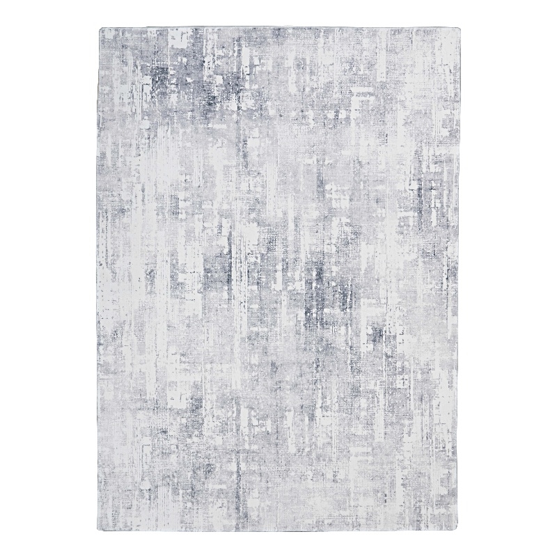 Pemberly Row Printed Faux Rabbit Domo Polyester 8'x10' Area Rug in Ivory